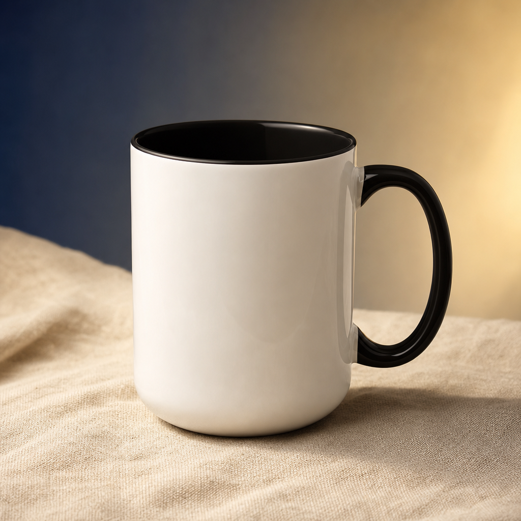 15oz Ceramic Coffee Mug (Black Accent)